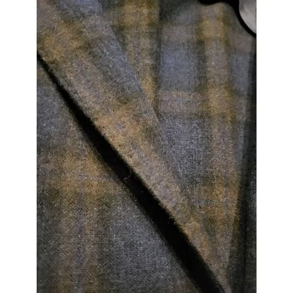 Gant Blazer Jacket Men's 42 Check Italian Wool Flannel Slim Fit Two Button